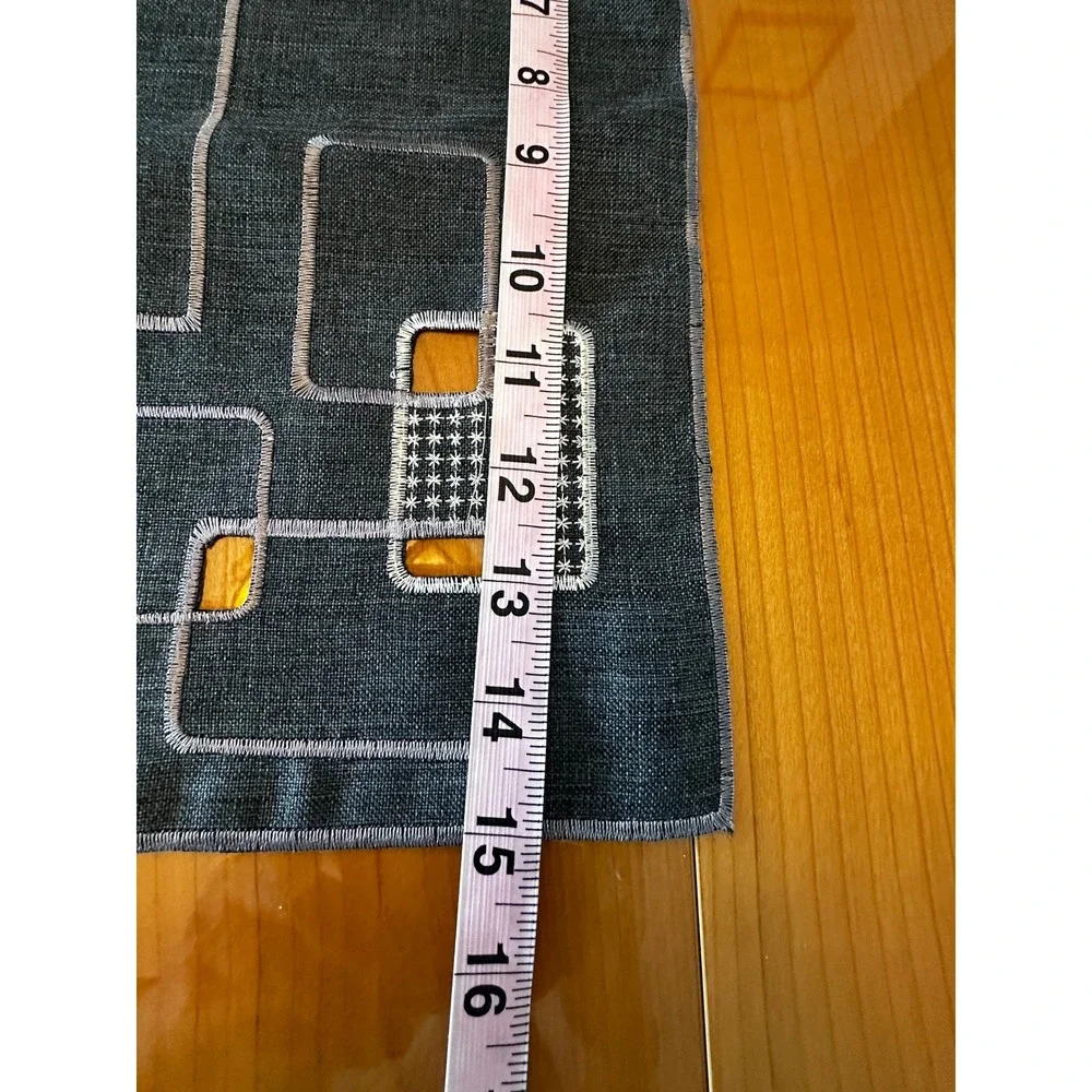 MCM Geometric‎ Embroidered Tablecloth and Runner Set Charcoal Grey Square 33x33